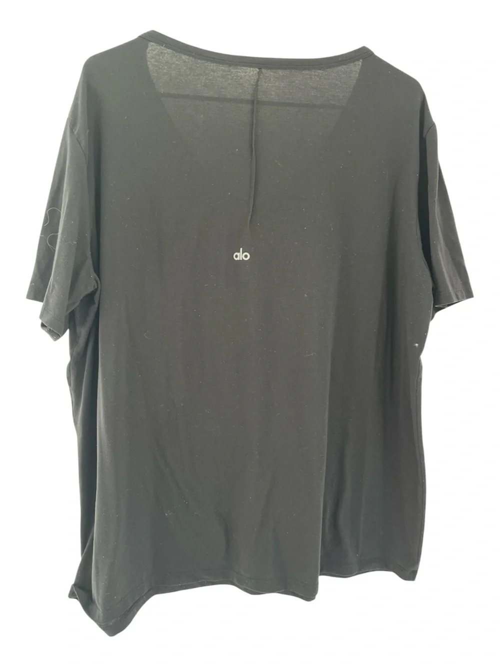 Alo Yoga Oversized Wide V Neck Black Tee Shirt L FLAWED